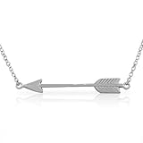 925 Sterling Silver Classic Love Arrow Horizontal Womens Pendant Necklace