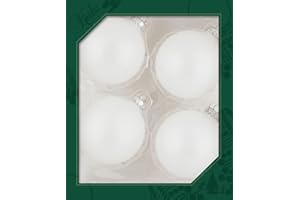 Christmas By Krebs [4 Pack] Snow White 3 1/4" (83mm) Glass Balls with Silver Crown Caps