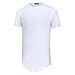 Aiyino Men's Hipster Hip Hop Ripped Round Hemline T Shirt with Side Zipper S White