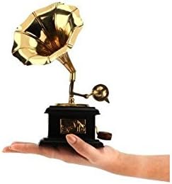 Naaz wood arts Handicrafts Handmade Wooden Vintage Gramophone Brass Showpiece Decorative And Antique Gramophone for table