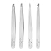 Alfaly Tweezers Set - 4 Pack Stainless Steel Precision Tweezers for Eyebrows, Facial Hair, Ingrown Hair, Splinters and More Silver