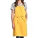 BIGHAS Adjustable Bib Apron with Pocket Extra Long Ties for Women Men, 18 Colors, Chef, Kitchen, Home, Restaurant, Cafe, Cooking, Baking (Yellow)