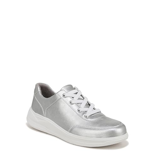 BZees Womens Time Square Machine Washable Comfort Slip On Silver