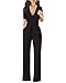 Chic-Lover Women's Elegant Solid Jumpsuit Wrap Top High Waisted Wide Leg Pants Jumpsuits Romper with Belt (Black, M)