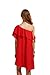 ROMWE Women's Off The Shoulder Ruffle Casual Loose Shift Dress red M