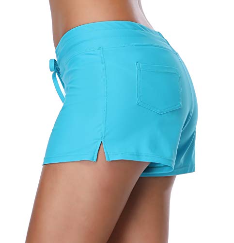 Obosoyo Women's Wide Waistband Boardshorts Swimsuit Bottom Shorts Swimming Panty (XS(Waist 26.8"), NavyBlue) - Thumbnail 5