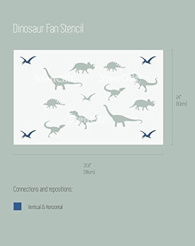 Dinosaurs Scandinavian wall stencil - Expedited 3 Days Delivery - Wall Accent - Reusable Template - Large Mylar Washable Plastic - Repeatable Pattern for Bedroom Décor - Thumbnail 3