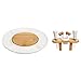 White Ceramic & Bamboo Wood Party Platter Serving Set - Cheese Board, Knife & Fork, 4 Hors d'oeuvre Picks