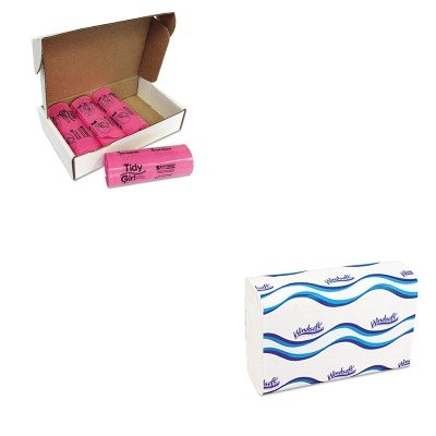 KITSTOTGUFWNS101 - Value Kit - Stout Tidy Girl Feminine Hygiene Sanitary Disposal Bags (STOTGUF) and Windsoft 101 Bleached White Embossed C-Fold Paper Towels (WNS101)