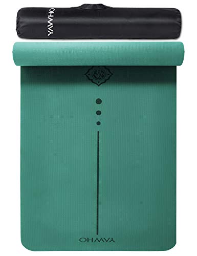 YAWHO Yoga Mat Fitness Mat Specifications 72” x 26” Thickness 1/4-Inch Eco Friendly Material SGS Certified Ingredients TPE Extra Large Non-Slip Exercise Mat with Carry Bag (Green)