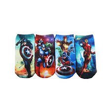 (2-Pack) Marvel Comics Boys Sock Size 6-8.5 Iron Man and Captain America Graphic Superhero Ankle Socks