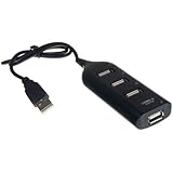 4 Port Mini USB 2.0 Hub For Laptop PC High Speed 480Mbps Black