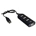 DHB 4 Port Mini USB 2.0 Hub for Laptop PC High Speed 480Mbps Black