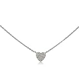 Sterling Silver Cubic Zirconia Heart Tiny Choker Necklace