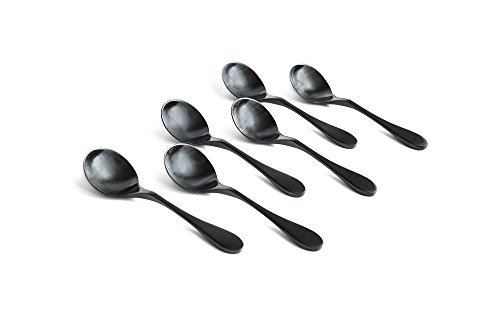 KNORK 6-Piece Bouillon Spoon, Titanium Coated Set (Matte Black)