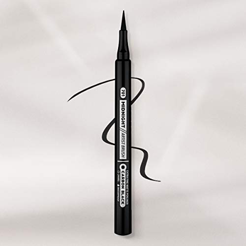 Pippa of London Midnight Artist Extra Fine Matte Penliner Liquid Eyeliner Black - Ultra-Fine Black Eye Liners for Women - Long-Lasting Waterproof Liquid Eyeliner - Intense Colour Smudge Proof Eyeliner