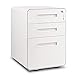 M&W 3 Drawer Mobile File Cabinet with Lock, Rhombic Edge Metal Filing Cabinet for Legal/Letter/A4 Size, Fully Assembled Except Wheels, White