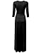 NINEXIS Women's V-Neck 3/4 Sleeve Waist Wrap Front Maxi Dress Black XL