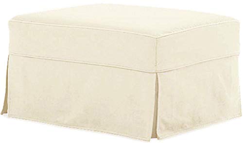 The Cotton Ottoman Slipcover Replacement. It Fits Pottery Barn PB Comfort Ottoman. Dense Cotton Sofa Footstool Cover (Beige)