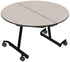 Palmer Hamilton 22m Easy Folding 48" Round Mobile School Table, Gray/Black 27"H, T Legs, Cafeteria Breakroom