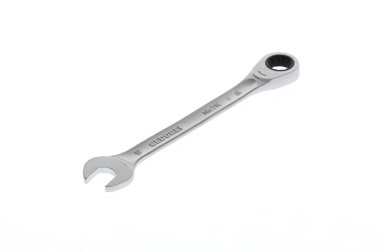 GEDORE Open-ended spanner with ring ratchet, AF 15 mm, Flat, Bi-hex, UD profile, Spanner, 7 R 15
