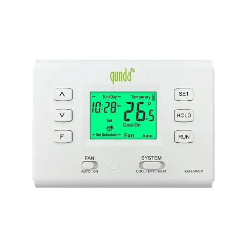 Programmable Thermostat LCD Display Heat & Cooling Temperature Control - Easy to Install for Central air Conditioner-1 Heat/1 Cool