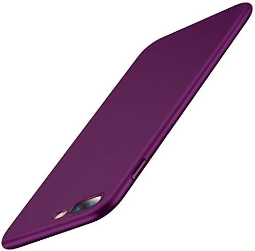 TORRAS iPhone 7 Plus Case, iPhone 8 Plus Case, Ultra-Thin Case with [Tempered Glass Screen Protector], Simple Stylish Fully Protective Matt Cover for iPhone 7 Plus (2016) / iPhone 8 Plus (2017) - Violet Red