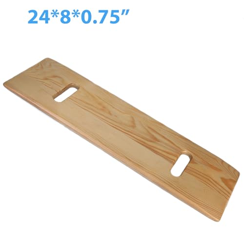 Slide Transfer Board with Handles,FSA Eligible,Made of Heavy-Duty Wood,Mobility Aid for Senior and Handicap,Load Capacity Up to 500 lbs,24×8×0.75