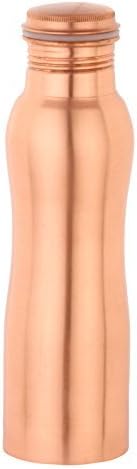 Zap Impex Pure Copper Curved Shape Water Bottle Joint Free Leak Proof (Copper, 750 ml)