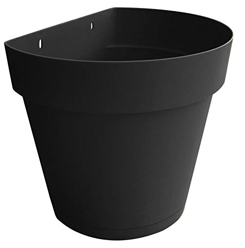 TABOR TOOLS Plastic 8.5 Inch Wall Planter Pot for Vertical Flower Garden, Living Wall or Kitchen Herbs, with Attached Saucer. VEM601A. (Black) 