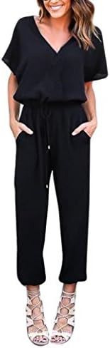 TAORE Women Chiffon Short Sleeve Romper Clubwear Playsuit Bodycon Party Jumpsuit (S, Black)