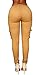 Pxmoda Womens Casual Stretch Drawstring Skinny Pants Cargo Jogger Pants (3XL, Yellow)