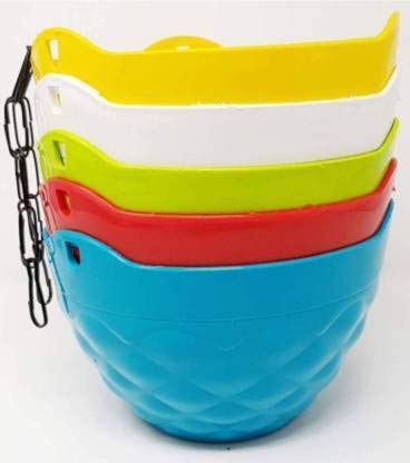 Abasr Hanging Flower Pot Home/Garden/Railing for Home/Garden Plant Container Set (Pack of 5, Plastic)