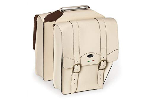 Montegrappa Leather Pannier Bike Bag with 2 Compartments crema