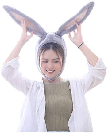 WINZIK Novelty Funny Rabbit Ears Hat Headgear Head Cover Animal Cap Plush Toy Halloween Costume Cosplay Party Photo Headwear