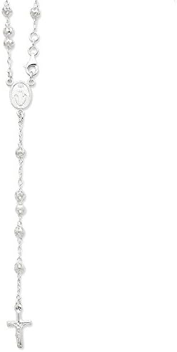 Sterling Silver Polished Rosary Necklace,24