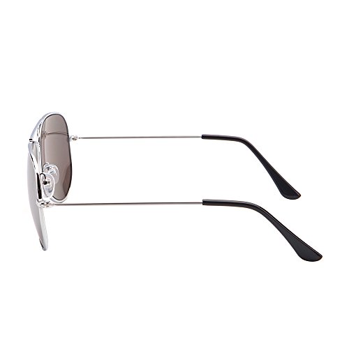 Retro Mirror Aviator Sunglasses Flash Tinted Lens Eyeglasses for Women Men UV400 (Silver/Silver)