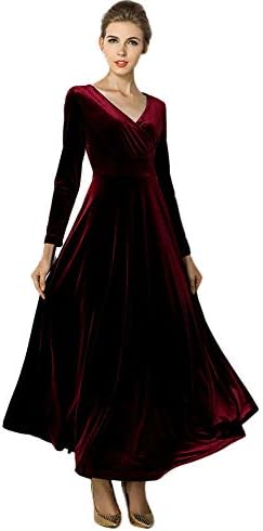 HEHEM Evening Dress Women Hot Velvet Dress Plus Size Winter Ankle Maxi Tunics Casual Robes