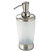 mDesign Bath Accessory Set, Soap Dispenser Pump, Toothbrush Holder, Tumbler, Soap Dish - 4 Pieces, Frost/Brushed Stainless