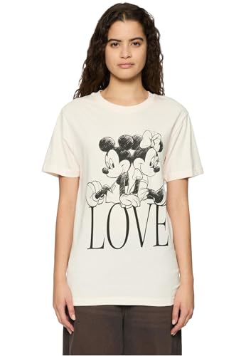 Merchcode Women's MC584-Ladies Minnie Loves Mickey Tee T-Shirt, pink Marshmallow, M