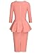 MUXXN Womens Audrey Hepburn Style Half Sleeves Summer Knee Length Dress (Peach XL)