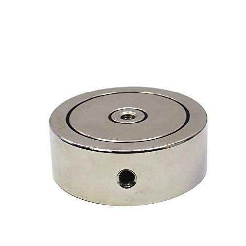 1,200 lbs (Combined) Pulling Force, Brute Magnetics Double Sided Round Neodymium Magnet with Eyebolt, 3.70" Diameter