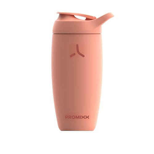 Promixx Pursuit Shaker Bottle Insulated Stainless Steel Water Bottle and Blender Cup, 550ml, Coral