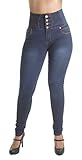 WG0059B – Colombian Design, Levanta Cola, Elastic High Waist Skinny Jeans in Navy Size 13