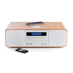 Thomson MIC201IBT HiFi-installatie (CD-speler, radio, MP3, USB), inductielader, houtkleuren en wit