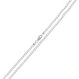 Sterling Silver Italian 2mm Cuban Curb Link Diamond-Cut Pave ITProLux Solid 925 Necklace Chain 16