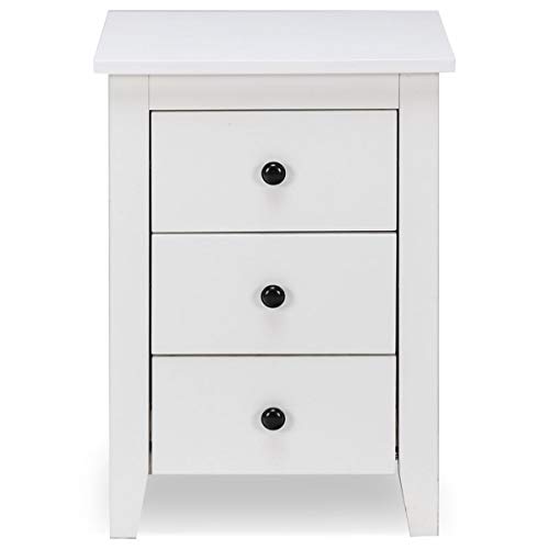 Nightstand Side End Tables, WATERJOY Modern Accent Table Drawer Cabinet for Bedroom Living Room (3 Drawers, White) (2)