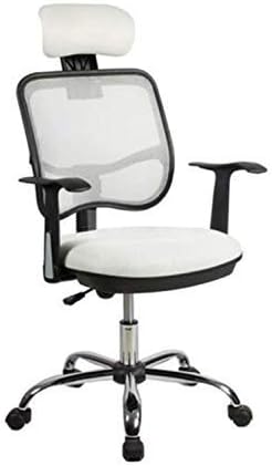 Saves Direct HIGH BACK ADJUSTABLE & COMFORTABLE EXECUTIVE OFFICE COMPUTER CHAIR NETTED FABRIC PADDED SEAT (White)