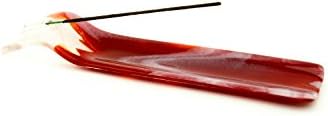 Red and White Glass Stick Incense Holder