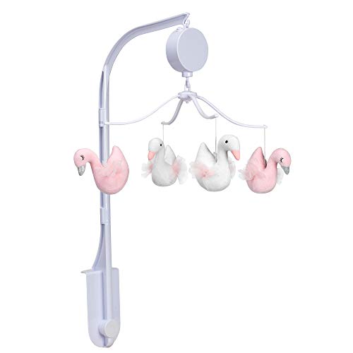 Bedtime Originals Blossom Pink/White Swan Musical Baby Crib Mobile